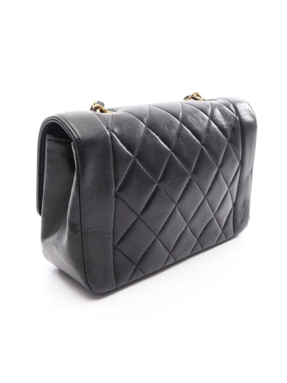 Chanel Shoulder Bag Quilted Diana Flap Black Lambskin Chain